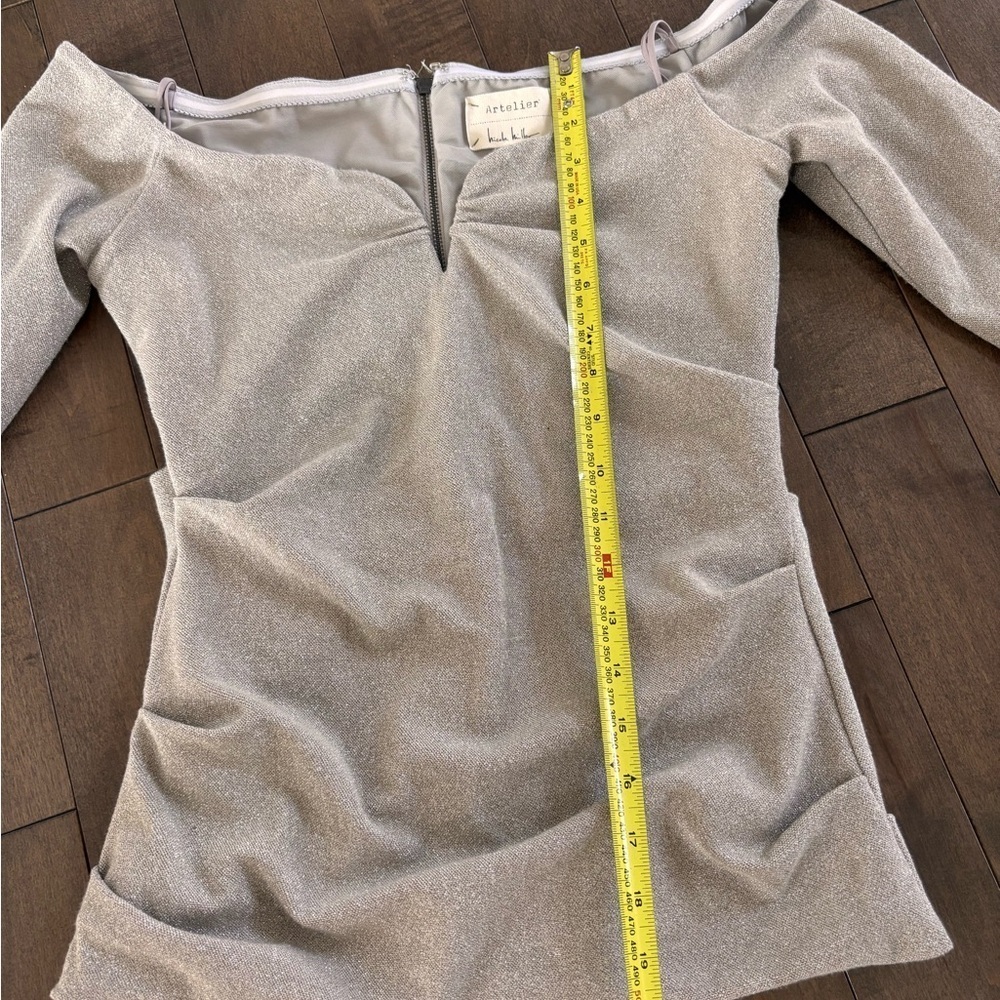 Nicole Miller Atelier Metallic Off-Shoulder Top with Zipper - Picture 7 of 14